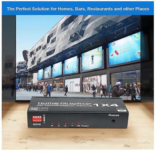4K @ 60Hz HDMI-splitter, HDMI-splitter 1 in 4 ut, HDMI-splitter, HDMI 2.0 HDCP2.2, EDID adaptiv, stöder PS4, PS3, Blu-Ray-spelare, Firestick, HDTV