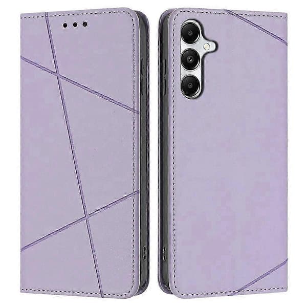 Kompatibelt för Samsung Galaxy A36 5G plånboksfodral med linjepräglad läderficka och stativ Purple