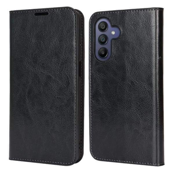 【03】Mobiilikuori Samsung Galaxy A17 Aito nahka Musta