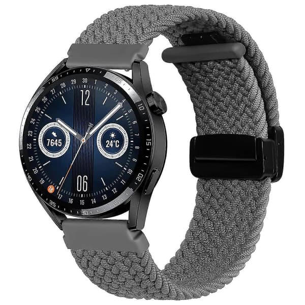 För Garmin Forerunner 265/255/Vivoactive 4/Venu 2 22 mm nylonarmband + vikbart spänne Grey