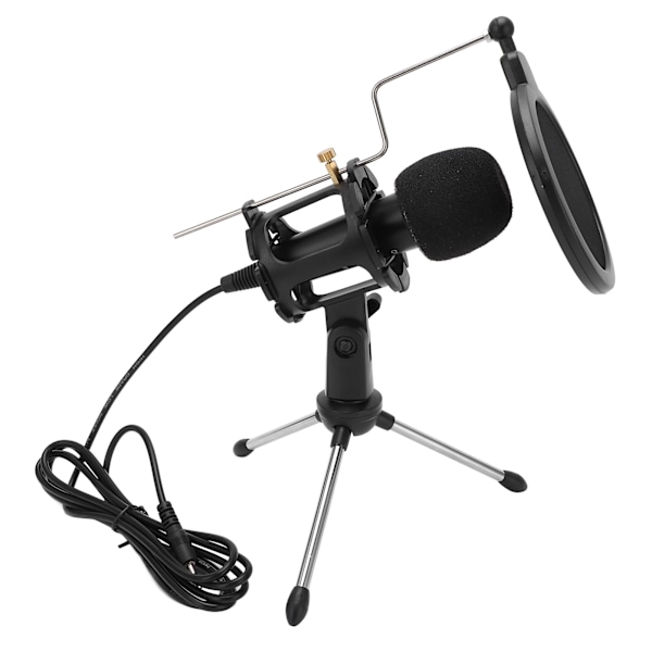 USB Dator Mikrofon Kardioid Kondensatormikrofon Kit med Vikbart Stativ för Studioinspelning