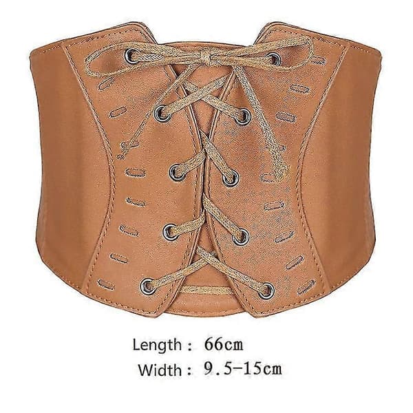 Medeltida Kvinnor Cosplay Retro Lady Midja Form Korsett Bred Elastisk Viking Gotisk Punk Konstläderbälte Stretch Midjeband 4