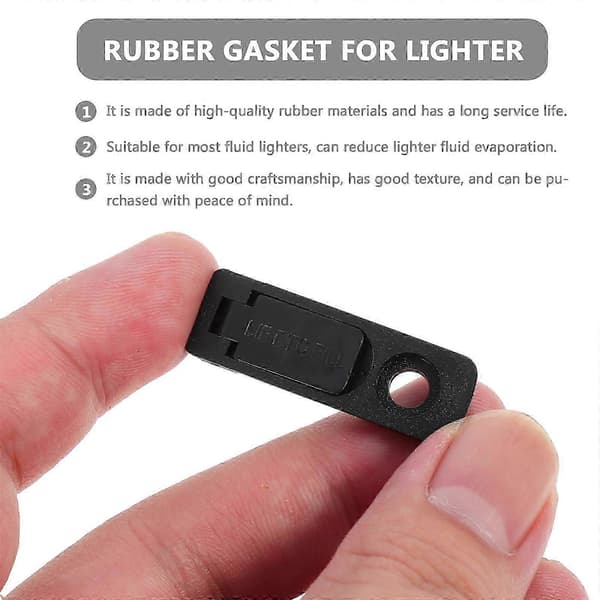 15 stk. lighter gummipakning, brugbar bundplade til de fleste lightere med flydende materiale Black 3.5X1.1X0.4CM