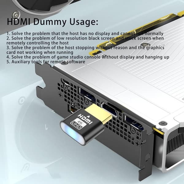 2 st 4K HDMI Dummy Plug, Virtuell bildskärm EDID-emulator, Headless Display Adapter, Dummy Plug HDMI 4K Display Emulator, HDMI grafikkortsfusk