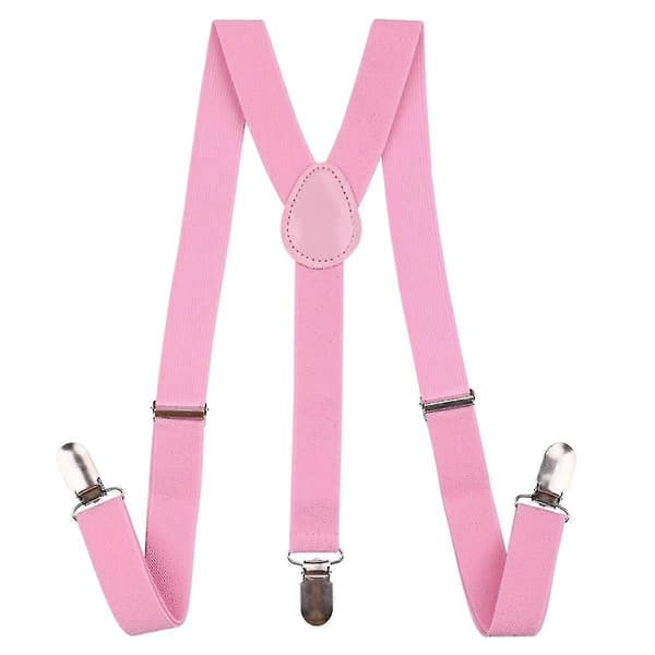 Fluga och slips för barn, justerbara elastiska hängslen för pojkar Light Pink