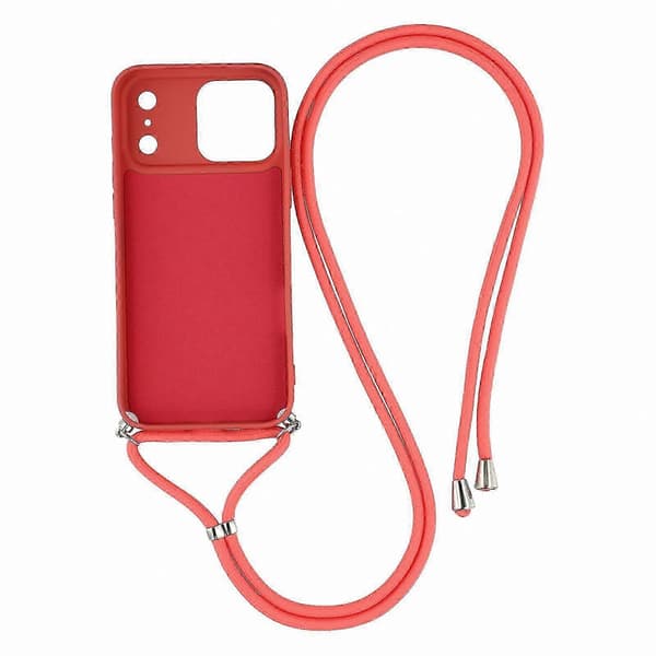 Mjukt TPU-telefonskal med fiberfoder och axelrem för 17 Pro-modeller Hawthorn Red