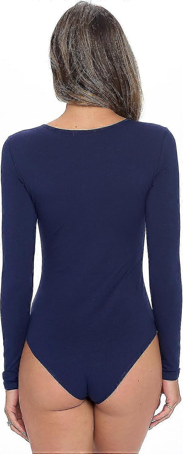 Langærmet bodysuit - Åndbar bomuldsstretch True Navy Blue X-Small