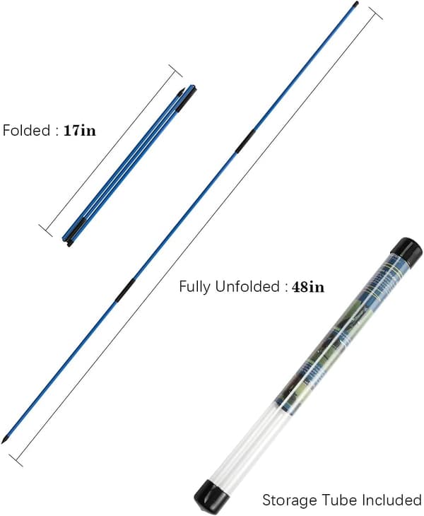 【03】Golf Alignment Sticks - Foldbare golftræningspinde til sigte, putting, holdningskorrektion med gennemsigtigt rørhylster, blå Blue