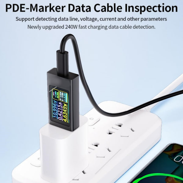 USB-spänningstestare, voltmeter, amperemeter, stöd för PD3.1 snabbladdningsprotokoll