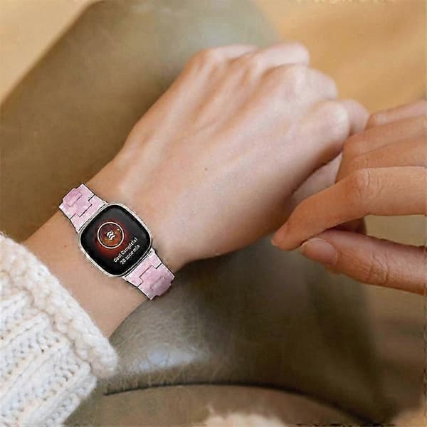 20 mm harpiksrem med spænde i rustfrit stål til Fitbit Versa 4/Sense 2 udskiftningsurrem Pearl Pink