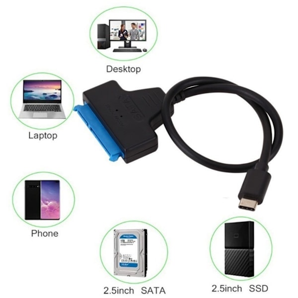 USB 3.0 - SATA 3 -sovitin, SATA - USB 3.0 -sovitin, sopii 2,5 tuuman kiintolevyille