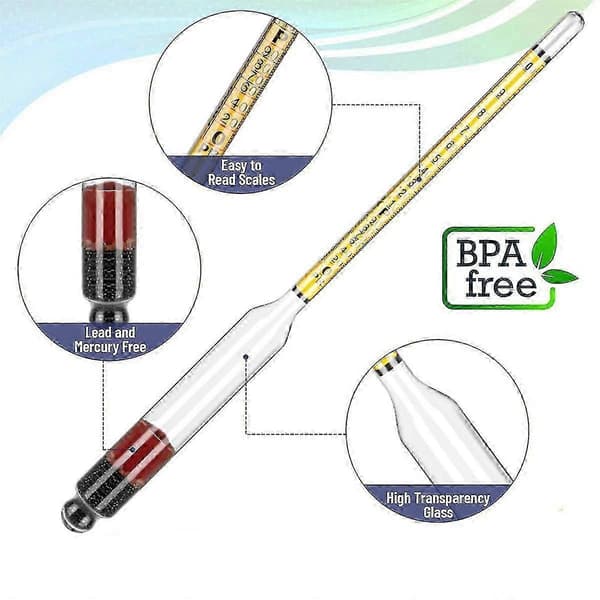 st hydrometer alkohol, alkoholmätare för destillering av alkohol 0-200 proof och 0-100 tralle, specifik