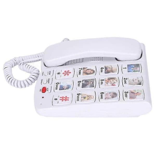 Fastnettelefon med store knapper, fastnettelefon med ledning til skrivebord med hurtigopkald, hjemmetelefon til seniorer