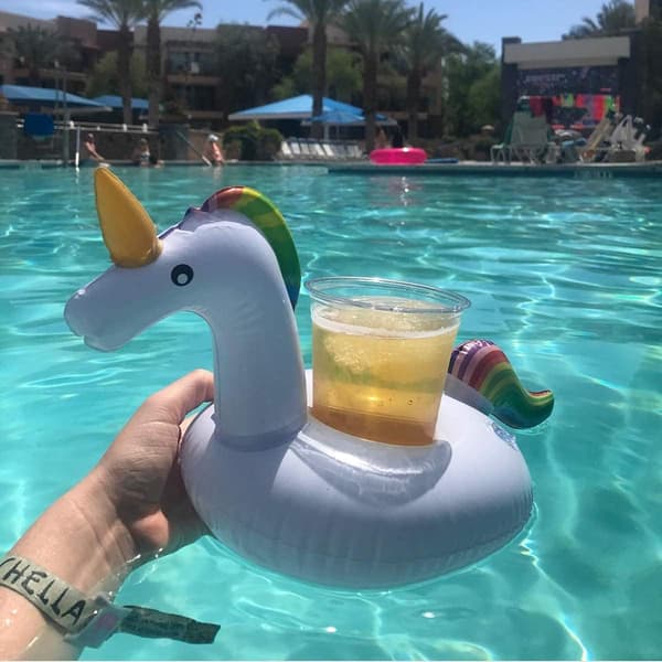 【03】Inflatable Drink Holder, 15-Pack Drink Floats Inflatable Cup Holders Flamingo Coasters for Pool Party