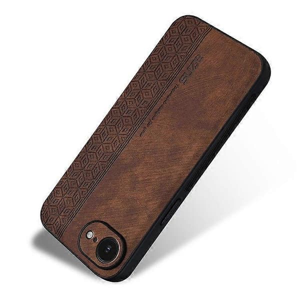 【03】For iPhone 16e Case Protective PU Leather Covered TPU Phone Case Brown