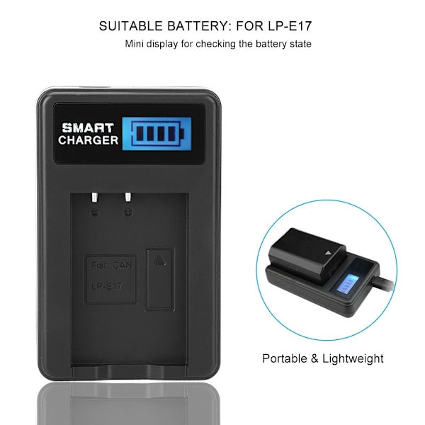 LP-E17 Batteriladdare Enkelplats USB-laddning med LCD-skärm för Canon EOS M3 M5 M6 760D