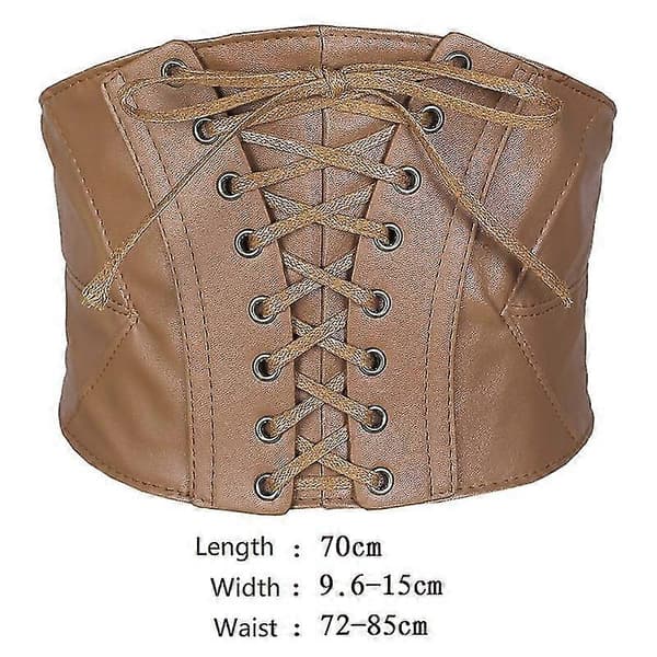 Medeltida Kvinnor Cosplay Retro Lady Midja Form Korsett Bred Elastisk Viking Gotisk Punk Konstläderbälte Stretch Midjeband 3