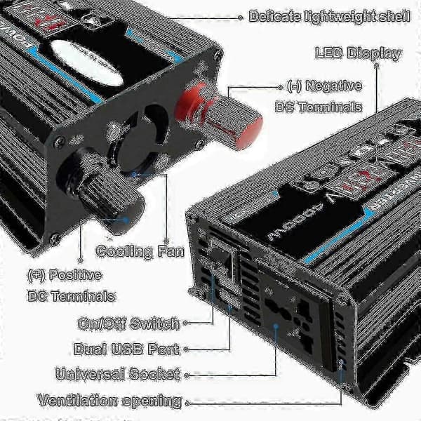 12V växelriktare 4000W för elverktyg med fjärrkontrollfunktion