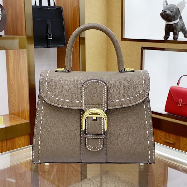 Stor Kapacitet Koskind Læder Crossbody Taske Sadel Design 21x10x17cm elephant gray