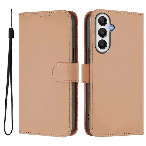 Til Samsung Galaxy A55 5G Cover Solid Farve Pung Læder Telefoncover med Rem - Citron -XN Multicolor Nude