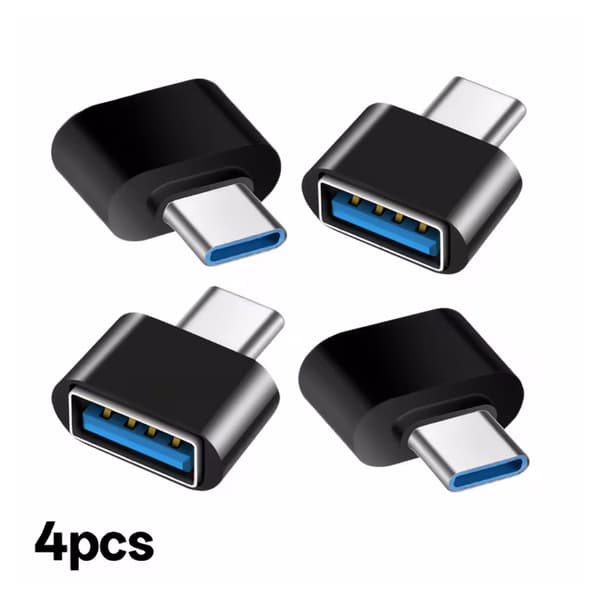 4-pak USB-C til USB-adapter, Type-C OTG-adapter, USB-C-adapter kompatibel med MacBook Pro, Samsung Galaxy, bærbar computer, tablet, mus, tastatur