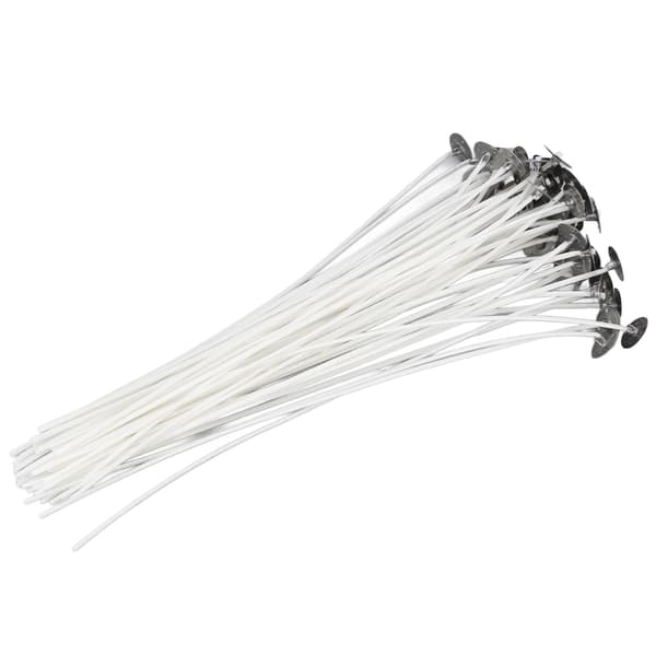 50 stk. Candle Wick Pre Waxed 20 cm Lav Røg Metal Sustainer Tab til DIY Lysfremstilling