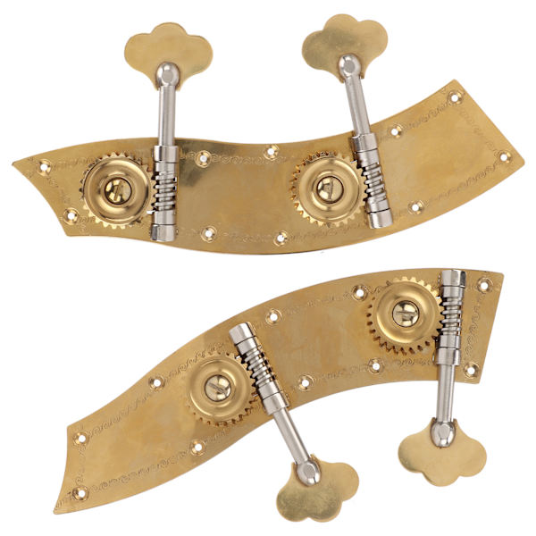 2 stk. basstemmeskruer, dobbelt metalstemmer, dobbelt maskinhoved, reservedel, åben gearknap, guld