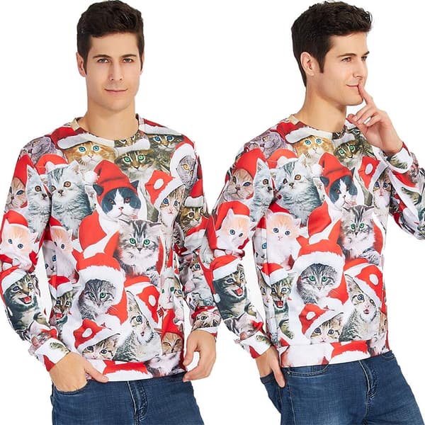 【03】3D-printet grim julesweater, grim julesweater L rød red XL