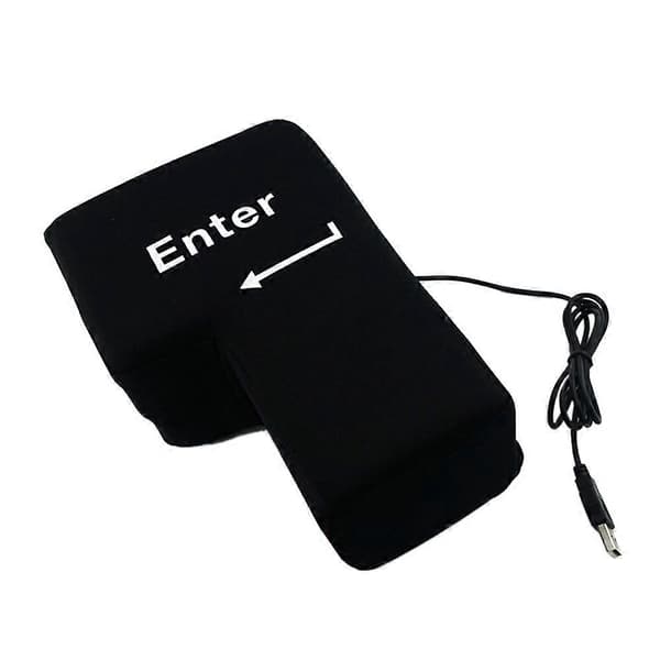 【03】Stor Enter-knap USB Computer Skrivebordspude Kreativ Ventil Enter-tast Håndledsstøtte (Sort)