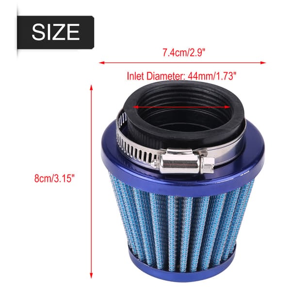 44mm Luftfilter til Gy6 150cc ATV Quad 4 Wheeler Go Kart Buggy Scooter Moped (Blå)