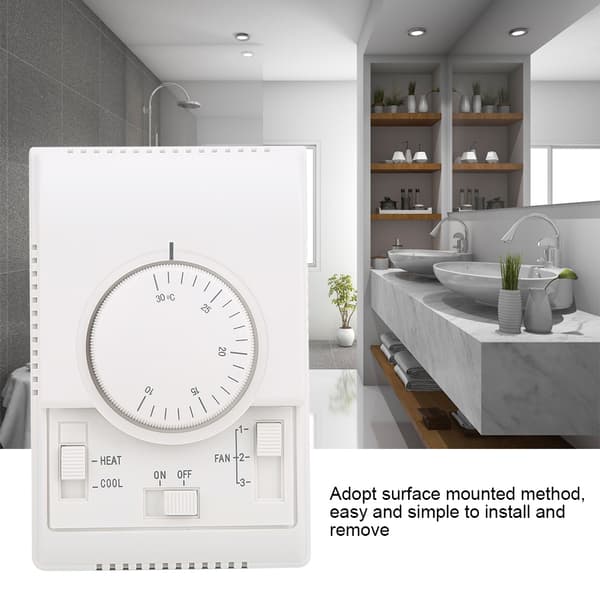 Overflademonteret klimaanlægtermostat, 10-30℃, AC220V