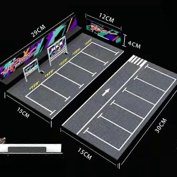 1/64 Parkeringsplads Display Case DIY Samleobjekter Diorama Bil Udstillingsmontre til Biler Hks 30cmx30cm