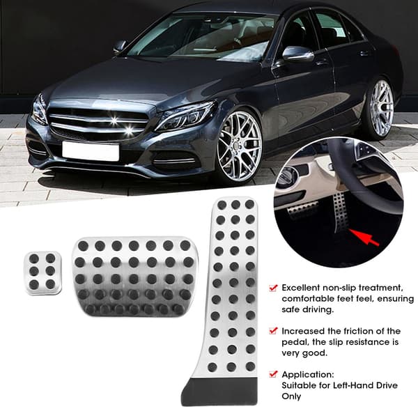 3 stk. sæt accelerator bremsepedal kit auto tilbehør passer til Mercedes Benz C klasse 2015-2017 venstre hånd drev