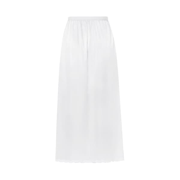 Underkjole med blonde, lang, elastik i taljen, dameunderkjole i satin White XXL