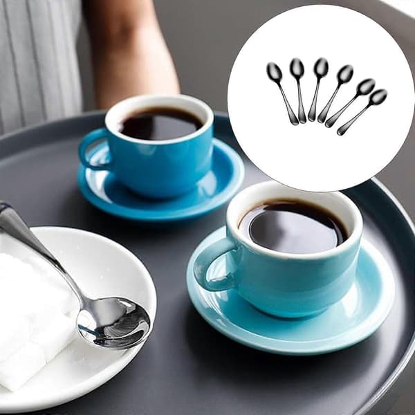 6-pak rustfri stål kaffeskeer rustfri mini-røreskeer til køkkenmad og eftermiddagste, guld Gold