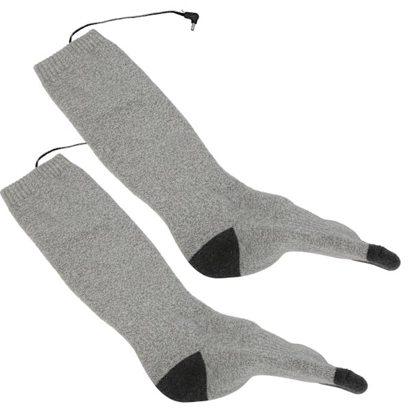 1 par smarte varmestrømper vinter ski hold varm unisex elektriske varmesokker tyk grå