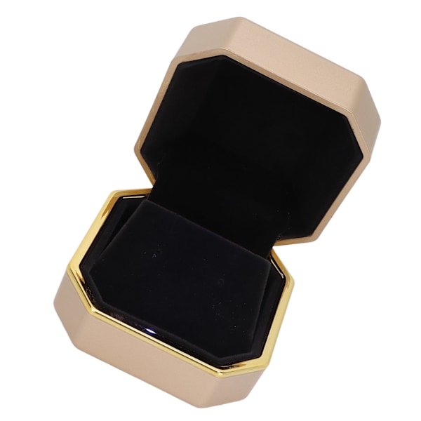 Ring Presentask Elegant Skyddande Liten Smyckesförvaring Displayfodral med Lampa för Frieri Bröllop Guld