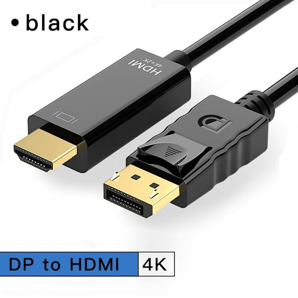 4K 60Hz Displayport–HDMI-kaapeli 1,8 m, EI HDMI–Displayport-sovitin, Display Port–HDMI-kaapeli, DP–HDMI-sovitinkaapeli