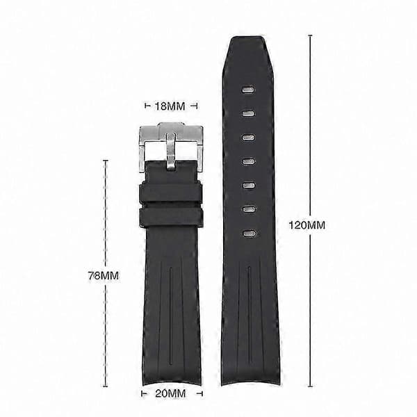20MM TPU Arc-klockarmband med silverfärgat spänne för Omega- och Swatch-armband White