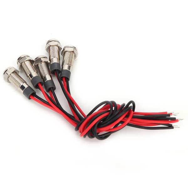 Vedenpitävä metallinen varoitusvalo 5 LED-valolla - IP66, 6mm, 1NO (DC3-6V)