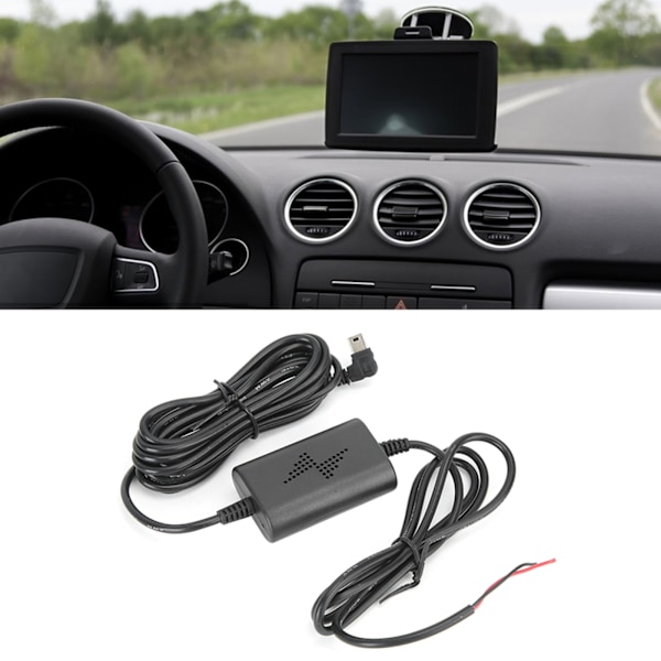 Dash Cam Hardwire Kit 12V/24V til 5V 2.5A Venstre Vinkel Mini USB Step-Down Linje til Parkeringsovervågning