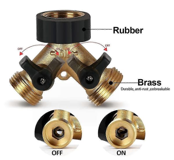 3/4 messing kugleventil, 3-vejs vandfordeler i messing, Y-formet 3-vejs messing kugleventil til havevaskemaskine 2 PCS