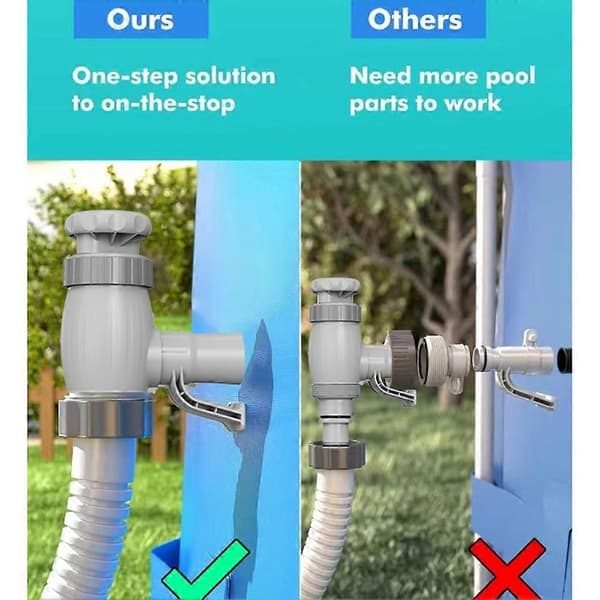 Poolslangeadapter, poolslangeholder og stempelventil, poolreservedele til fritstående pools, A A