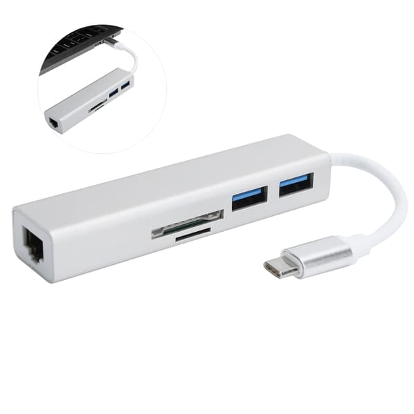 5 i 1 Hub USB3.0 Port Gigabit Adapter RJ45 Udvidelsesinterface Dock Computertilbehør