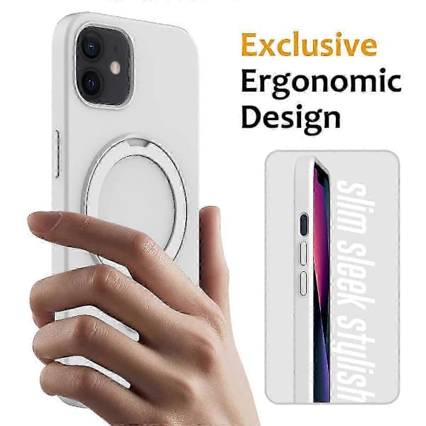 【03】Magnetic Case for iPhone 11 with Ring Stand PC+Silicone Drop-proof Phone Case Sti Style B