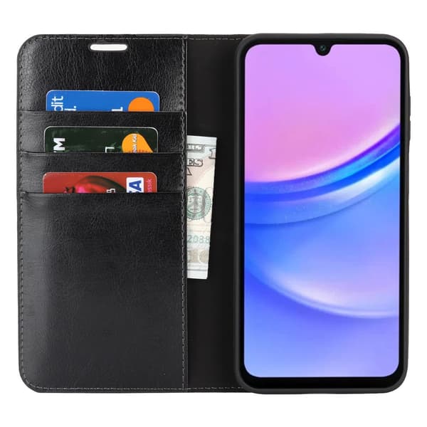 【03】Mobilcover Samsung Galaxy A17 Ægte Læder Sort