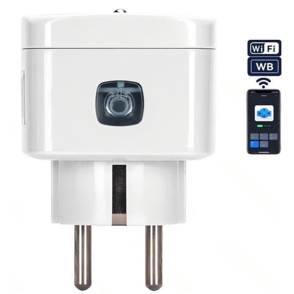 Smart WiFi-kontakt (fransk typ E), 1-i-1-adapter, fjärrkontroll via app, timer