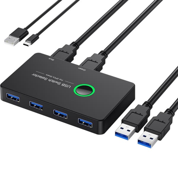 USB-A Switch 2 computere til 4 USB-A, USB 3.0-switch, USB-adapter