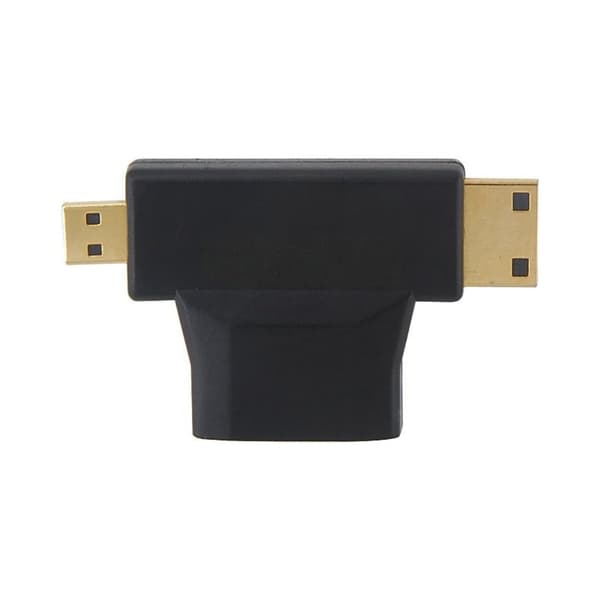 2 stk. Micro HDMI Han Mini HDMI Han til HDMI 1.4 Hun 90 Grader 2 i 1 Combo Adapter