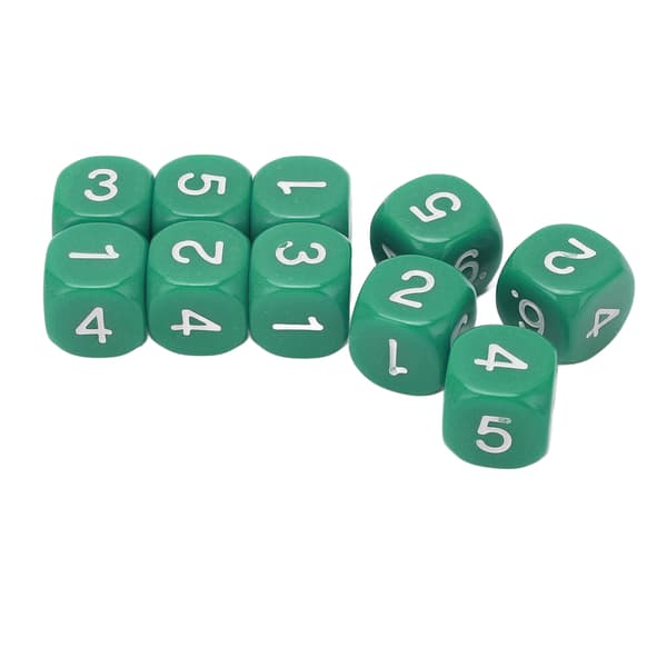 20 STK 6-sided terninger med afrundede hjørner, terningesæt i plast til brætspil og undervisning, grøn